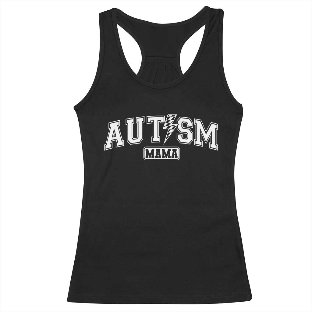 Autism Mama Lightning Bolt Checkered Racerback Tank Top Autistic Mom Blessed TS10 Black Print Your Wear
