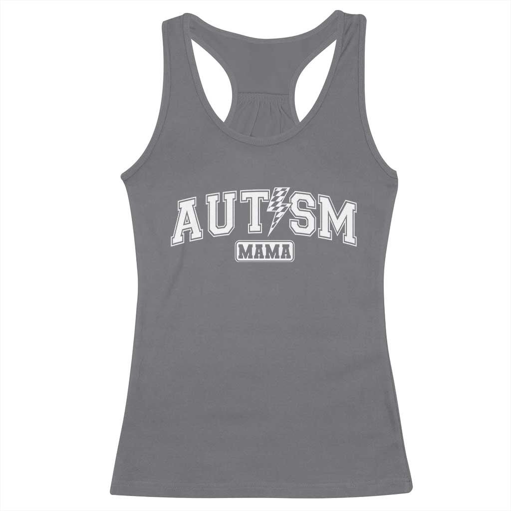 Autism Mama Lightning Bolt Checkered Racerback Tank Top Autistic Mom Blessed TS10 Charcoal Print Your Wear
