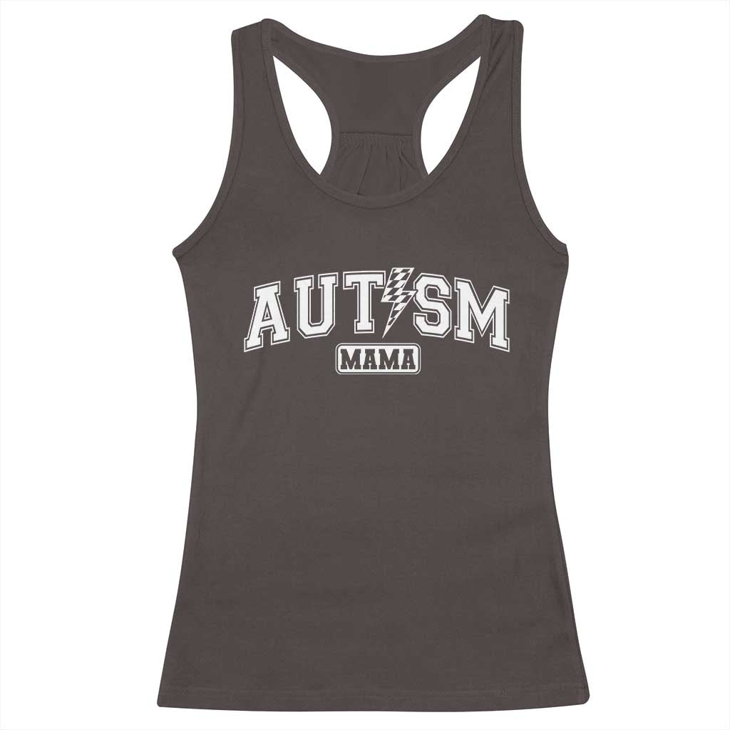 Autism Mama Lightning Bolt Checkered Racerback Tank Top Autistic Mom Blessed TS10 Dark Chocolate Print Your Wear