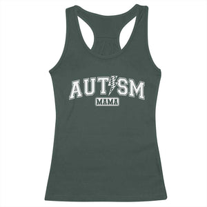 Autism Mama Lightning Bolt Checkered Racerback Tank Top Autistic Mom Blessed TS10 Dark Forest Green Print Your Wear