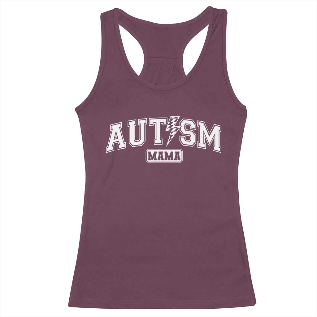 Autism Mama Lightning Bolt Checkered Racerback Tank Top Autistic Mom Blessed TS10 Maroon Print Your Wear