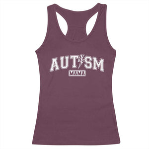 Autism Mama Lightning Bolt Checkered Racerback Tank Top Autistic Mom Blessed TS10 Maroon Print Your Wear