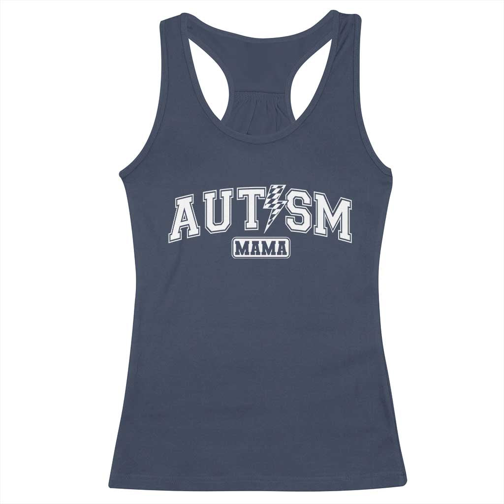 Autism Mama Lightning Bolt Checkered Racerback Tank Top Autistic Mom Blessed TS10 Navy Print Your Wear