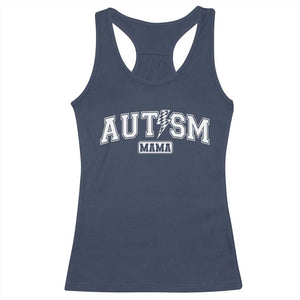 Autism Mama Lightning Bolt Checkered Racerback Tank Top Autistic Mom Blessed TS10 Navy Print Your Wear