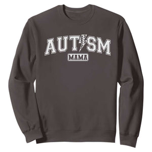 Autism Mama Lightning Bolt Checkered Sweatshirt Autistic Mom Blessed TS10 Dark Chocolate Print Your Wear