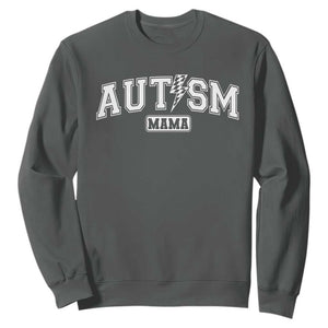 Autism Mama Lightning Bolt Checkered Sweatshirt Autistic Mom Blessed TS10 Dark Heather Print Your Wear