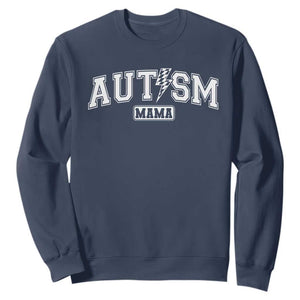 Autism Mama Lightning Bolt Checkered Sweatshirt Autistic Mom Blessed TS10 Navy Print Your Wear