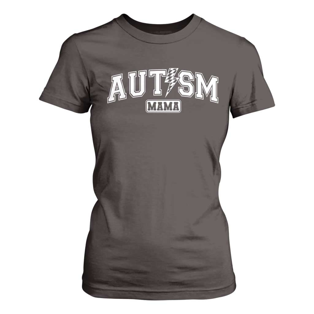 Autism Mama Lightning Bolt Checkered T Shirt For Women Autistic Mom Blessed TS10 Dark Chocolate Print Your Wear