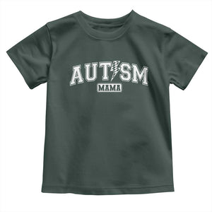 Autism Mama Lightning Bolt Checkered Toddler T Shirt Autistic Mom Blessed TS10 Dark Forest Green Print Your Wear