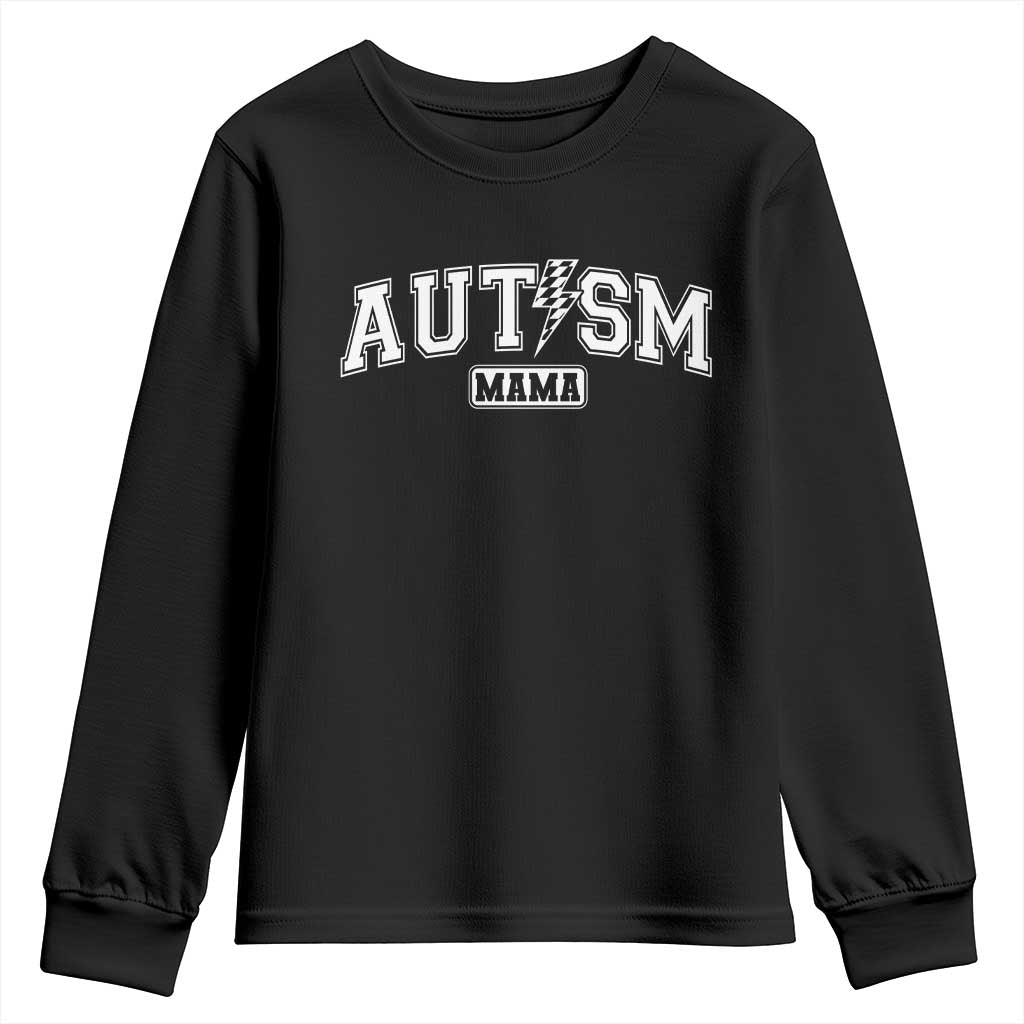 Autism Mama Lightning Bolt Checkered Youth Sweatshirt Autistic Mom Blessed TS10 Black Print Your Wear