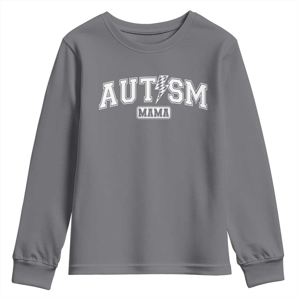 Autism Mama Lightning Bolt Checkered Youth Sweatshirt Autistic Mom Blessed TS10 Charcoal Print Your Wear