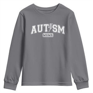 Autism Mama Lightning Bolt Checkered Youth Sweatshirt Autistic Mom Blessed TS10 Charcoal Print Your Wear