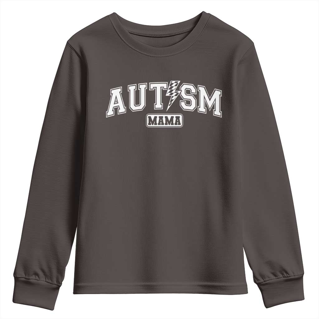 Autism Mama Lightning Bolt Checkered Youth Sweatshirt Autistic Mom Blessed TS10 Dark Chocolate Print Your Wear