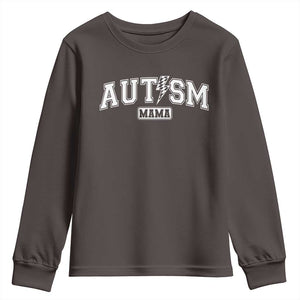 Autism Mama Lightning Bolt Checkered Youth Sweatshirt Autistic Mom Blessed TS10 Dark Chocolate Print Your Wear