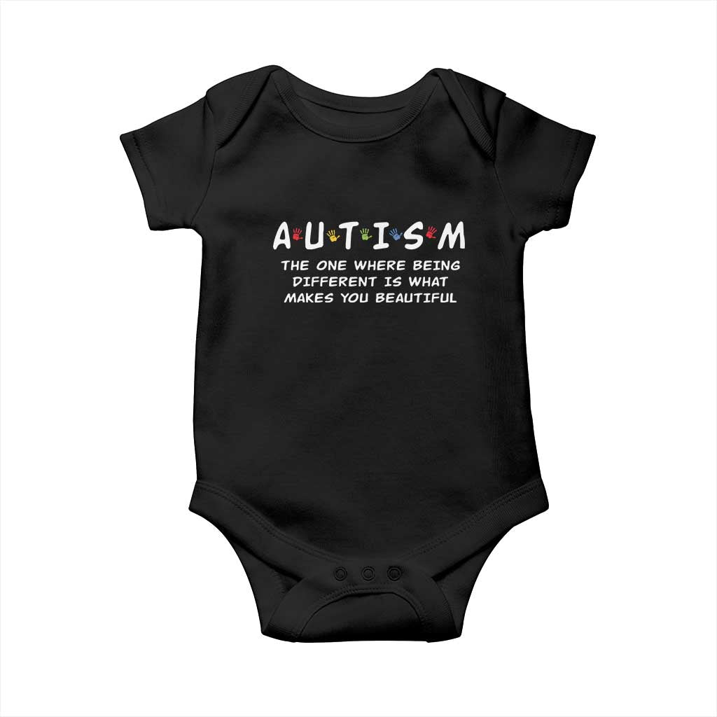 Friends Autism Baby Onesie The One Where Being Different is What Makes You Beautiful TS10 Black Print Your Wear