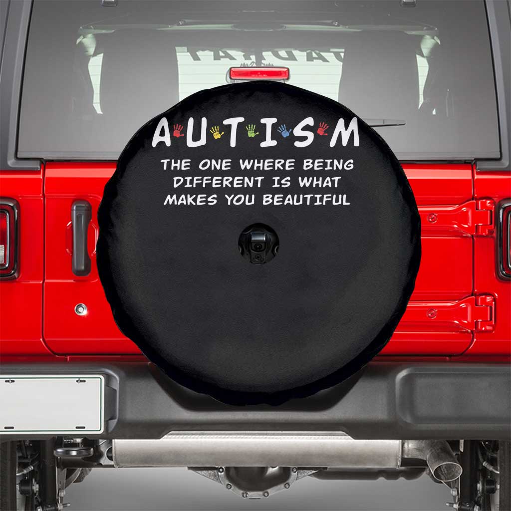 Friends Autism Spare Tire Cover The One Where Being Different is What Makes You Beautiful TS10 Black Print Your Wear