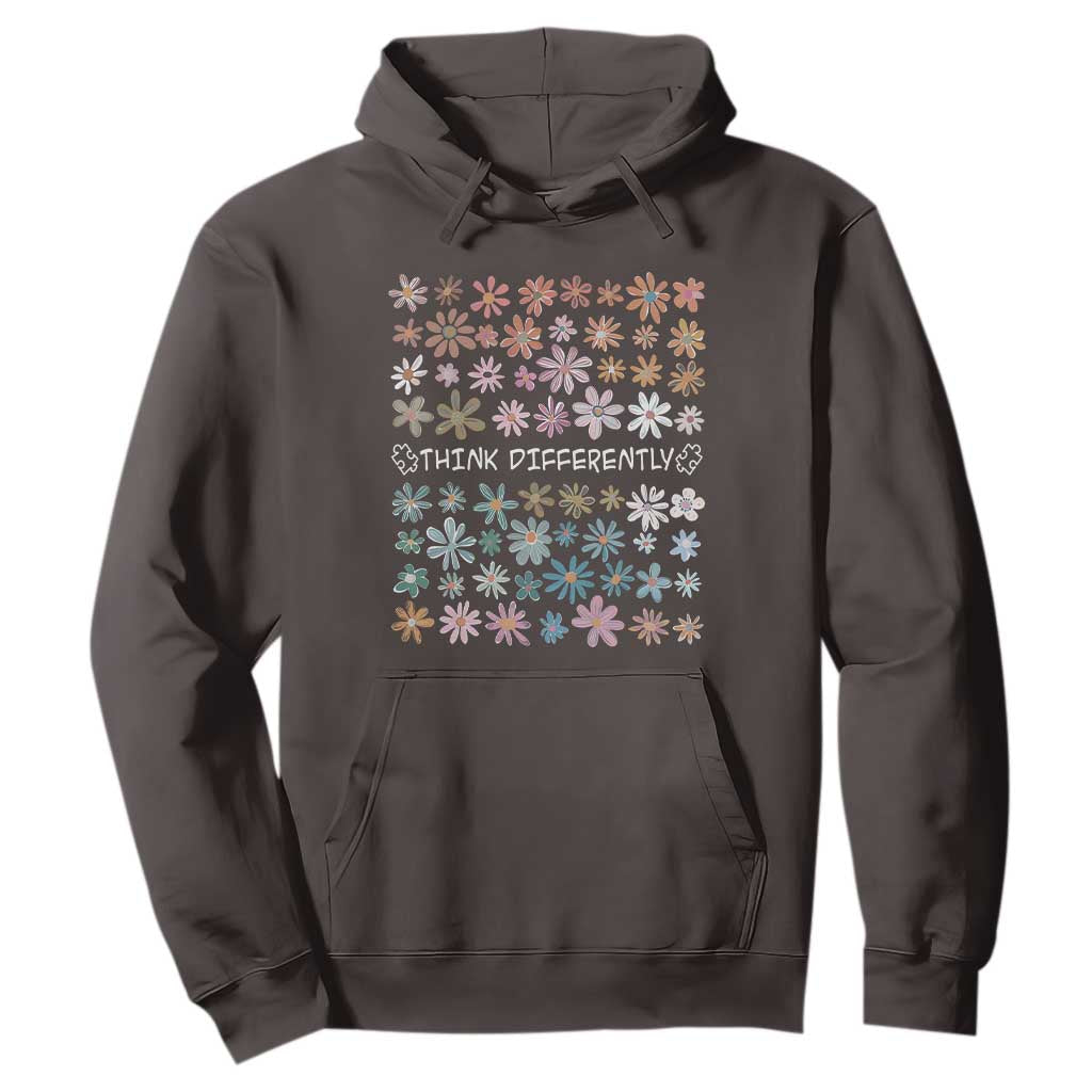 Autism Awareness Hoodie Think Differently Neurodiversity Sped Teacher TS10 Dark Chocolate Print Your Wear