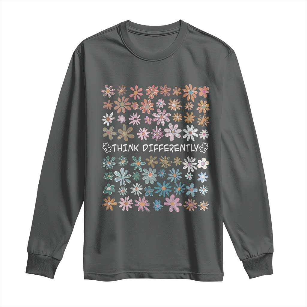 Autism Awareness Long Sleeve Shirt Think Differently Neurodiversity Sped Teacher TS10 Dark Heather Print Your Wear