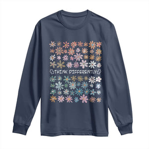 Autism Awareness Long Sleeve Shirt Think Differently Neurodiversity Sped Teacher TS10 Navy Print Your Wear