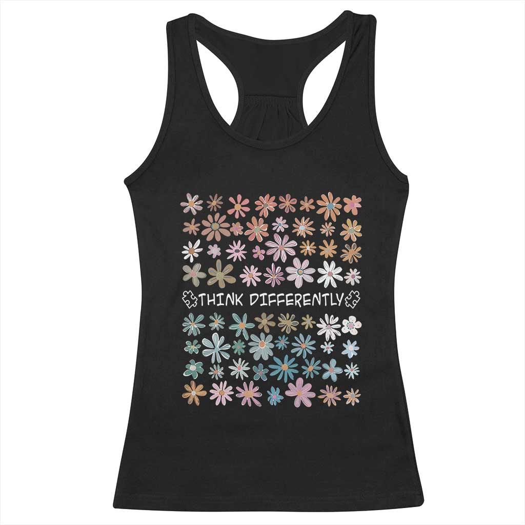 Autism Awareness Racerback Tank Top Think Differently Neurodiversity Sped Teacher TS10 Black Print Your Wear