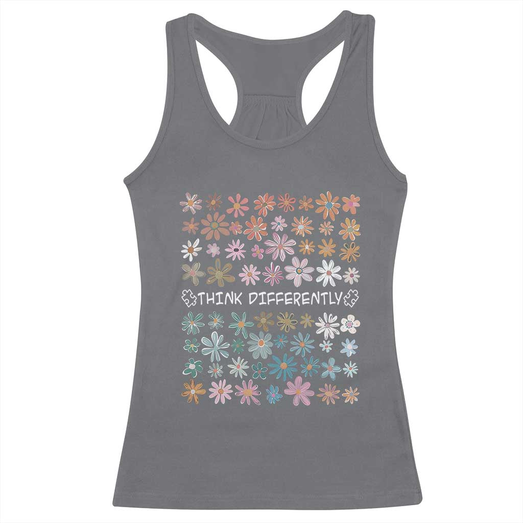 Autism Awareness Racerback Tank Top Think Differently Neurodiversity Sped Teacher TS10 Charcoal Print Your Wear