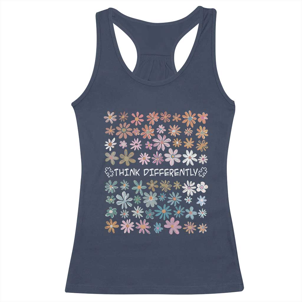Autism Awareness Racerback Tank Top Think Differently Neurodiversity Sped Teacher TS10 Navy Print Your Wear