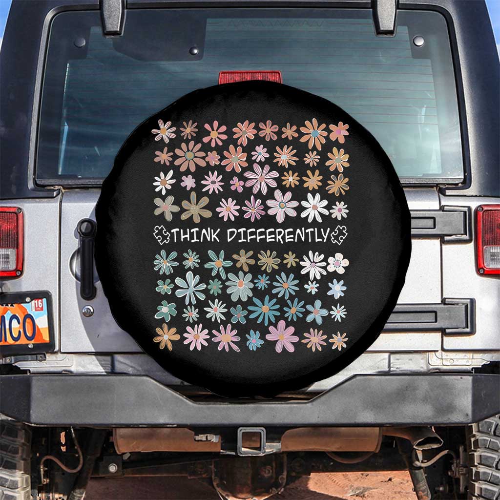 Autism Awareness Spare Tire Cover Think Differently Neurodiversity Sped Teacher TS10 No hole Black Print Your Wear