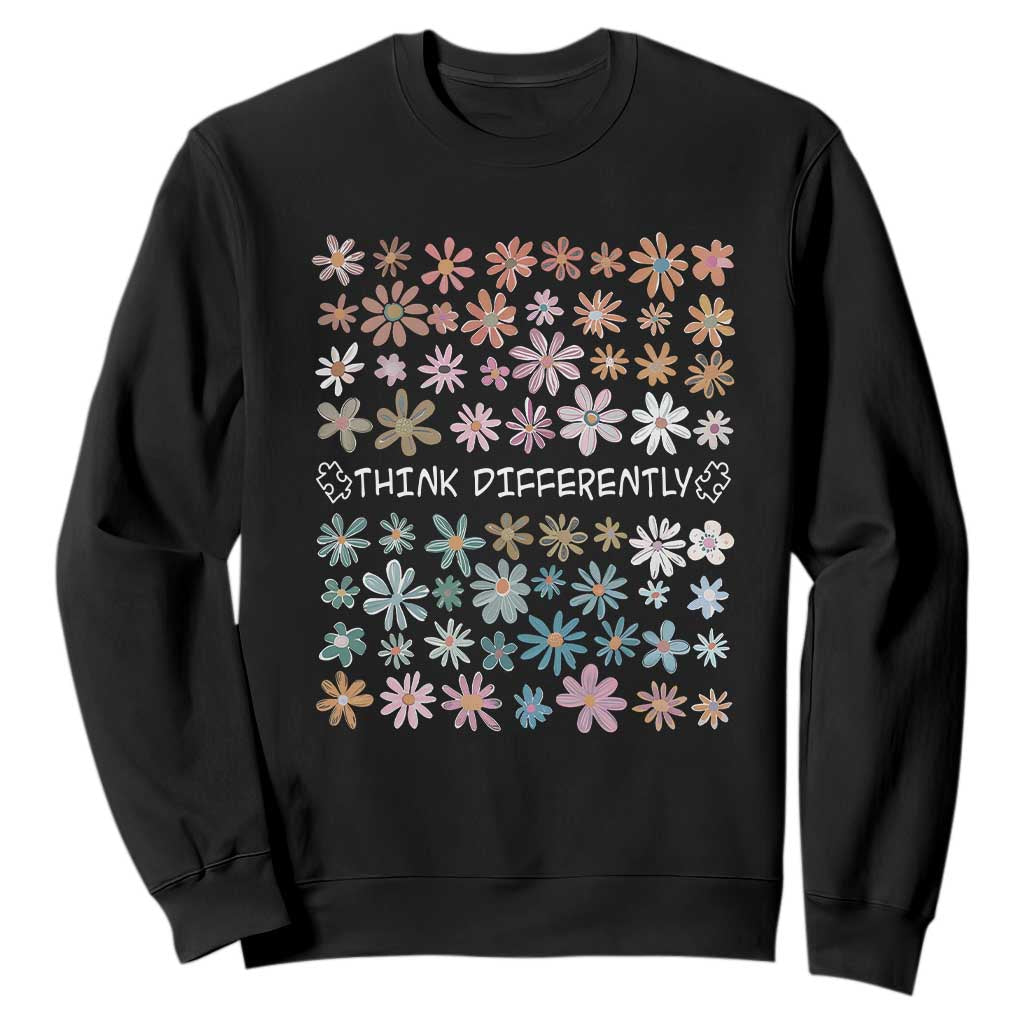 Autism Awareness Sweatshirt Think Differently Neurodiversity Sped Teacher TS10 Black Print Your Wear