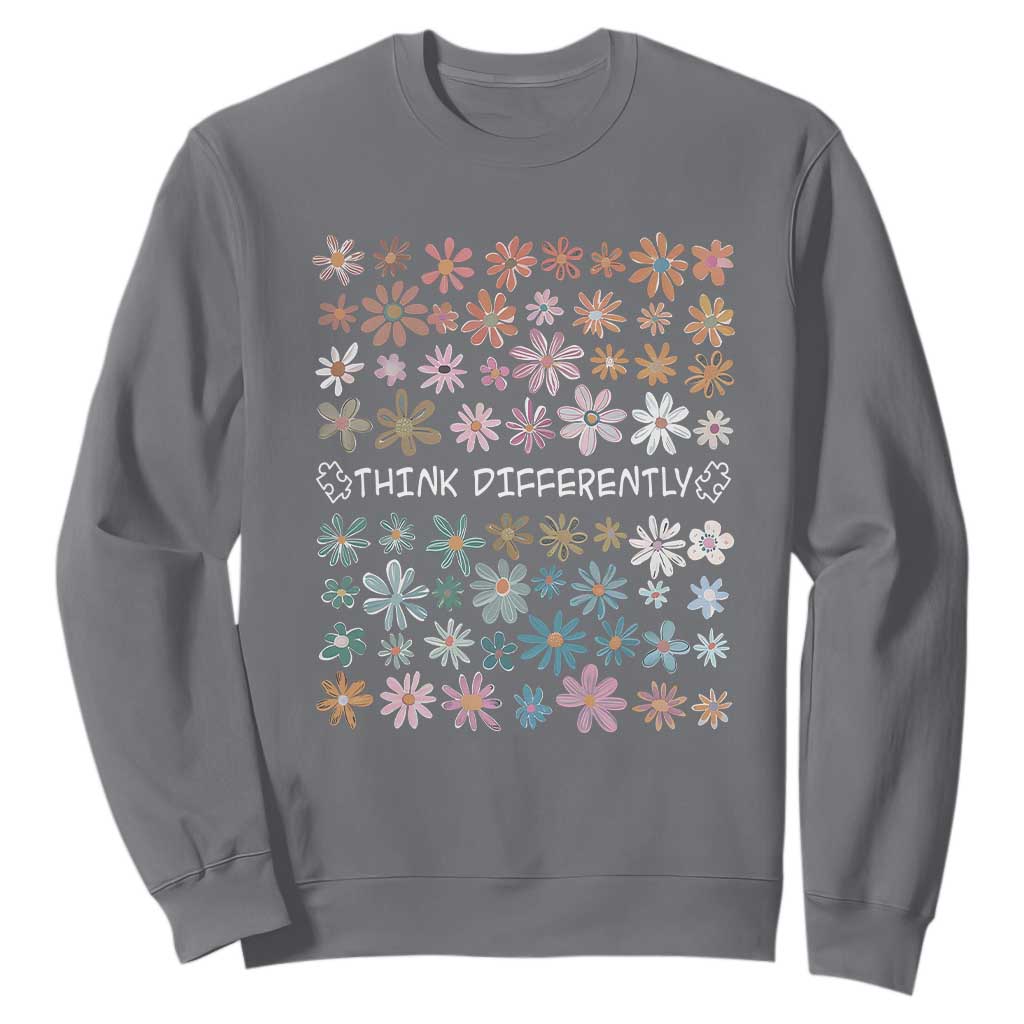 Autism Awareness Sweatshirt Think Differently Neurodiversity Sped Teacher TS10 Charcoal Print Your Wear