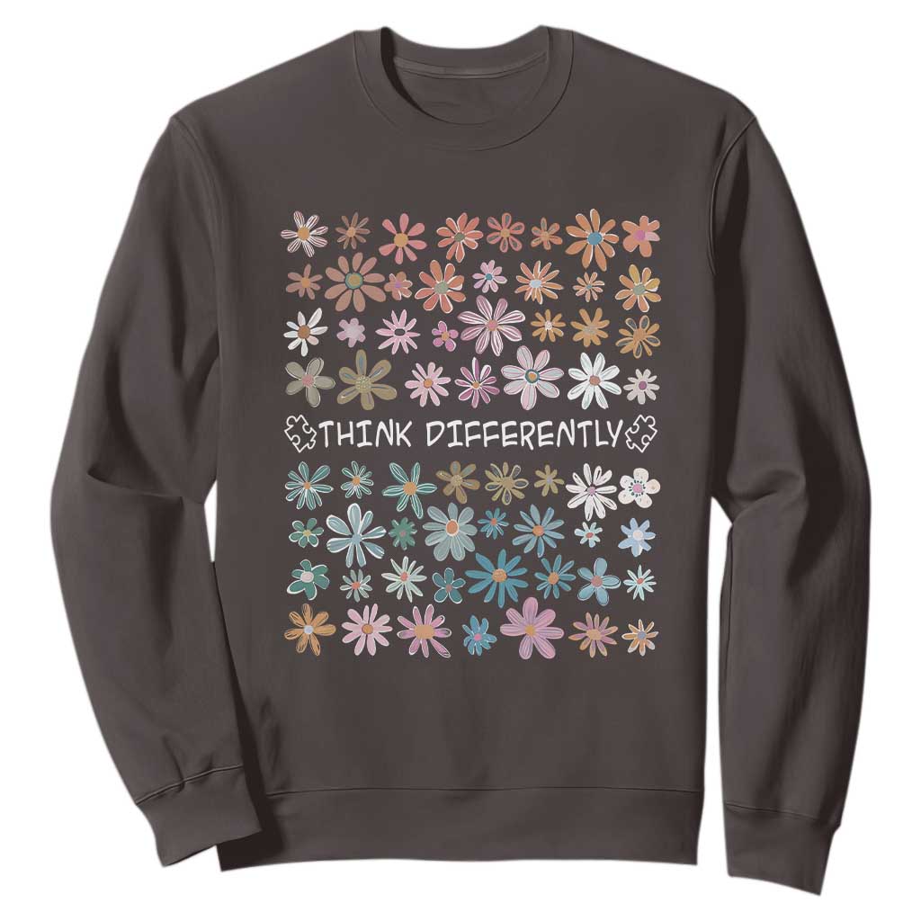 Autism Awareness Sweatshirt Think Differently Neurodiversity Sped Teacher TS10 Dark Chocolate Print Your Wear