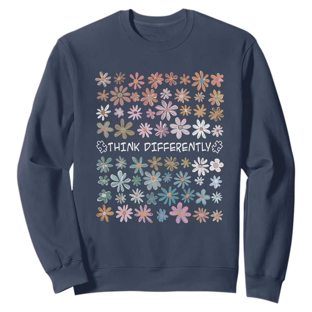 Autism Awareness Sweatshirt Think Differently Neurodiversity Sped Teacher TS10 Navy Print Your Wear