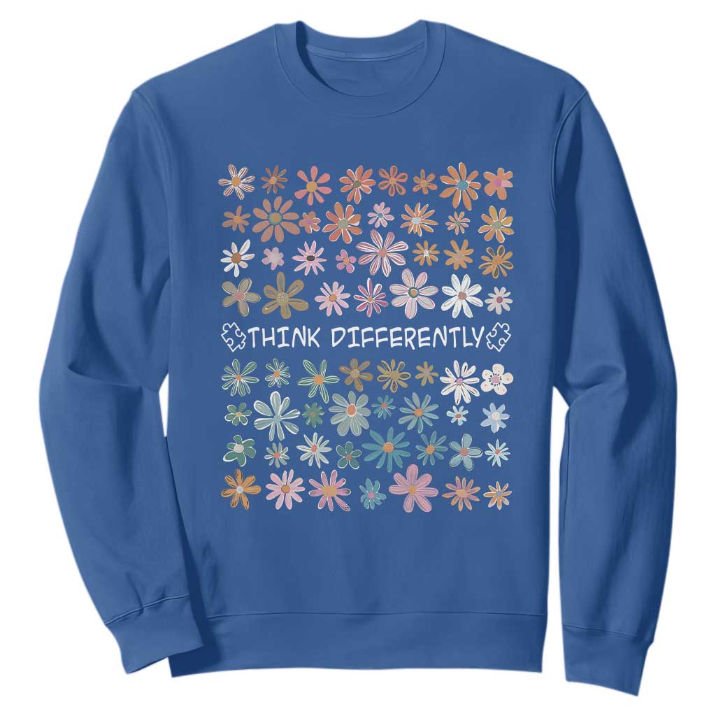 Autism Awareness Sweatshirt Think Differently Neurodiversity Sped Teacher TS10 Royal Blue Print Your Wear