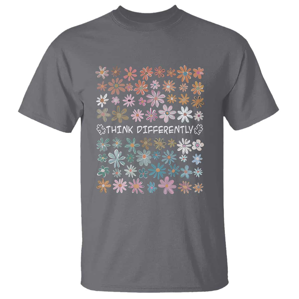 Autism Awareness T Shirt Think Differently Neurodiversity Sped Teacher TS10 Charcoal Print Your Wear