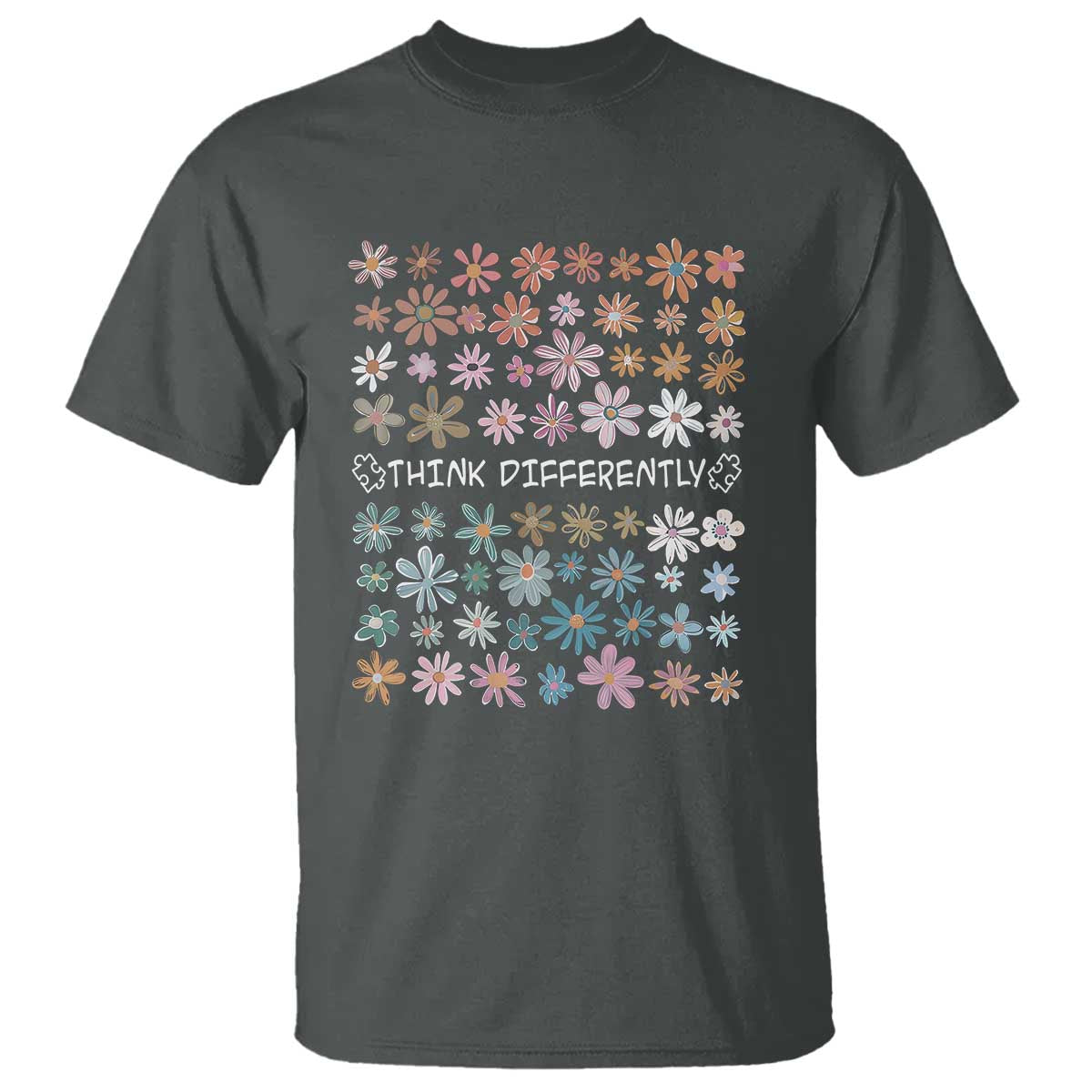 Autism Awareness T Shirt Think Differently Neurodiversity Sped Teacher TS10 Dark Heather Print Your Wear