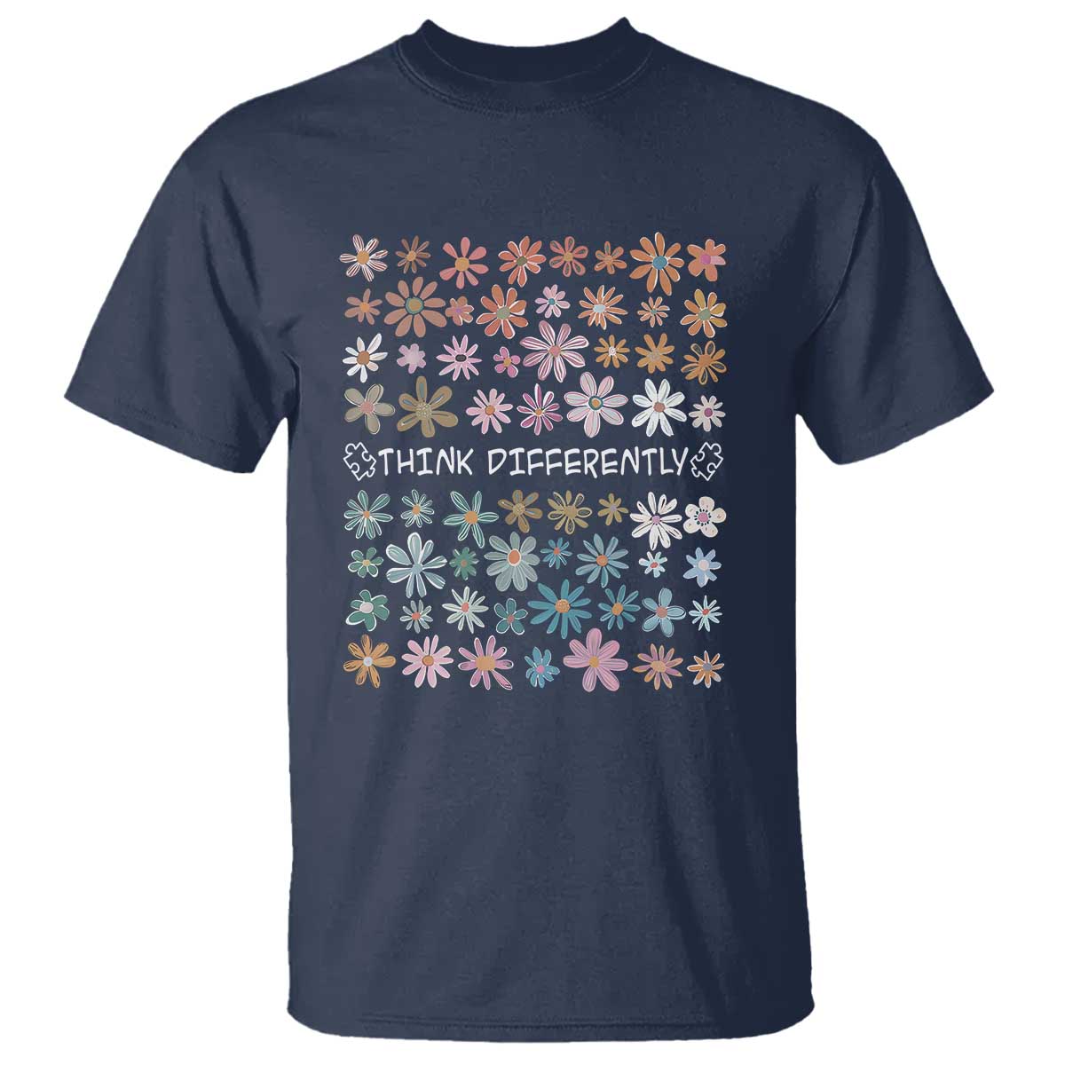 Autism Awareness T Shirt Think Differently Neurodiversity Sped Teacher TS10 Navy Print Your Wear