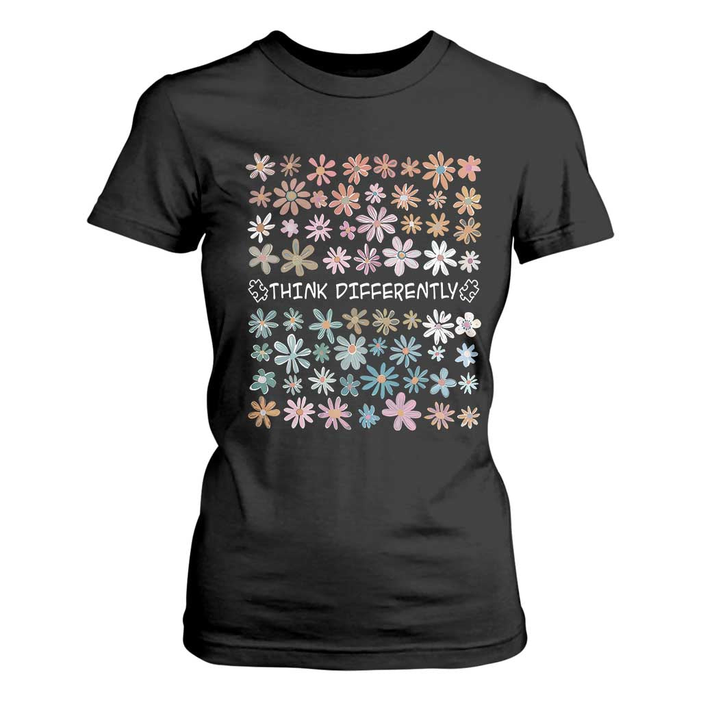 Autism Awareness T Shirt For Women Think Differently Neurodiversity Sped Teacher TS10 Black Print Your Wear