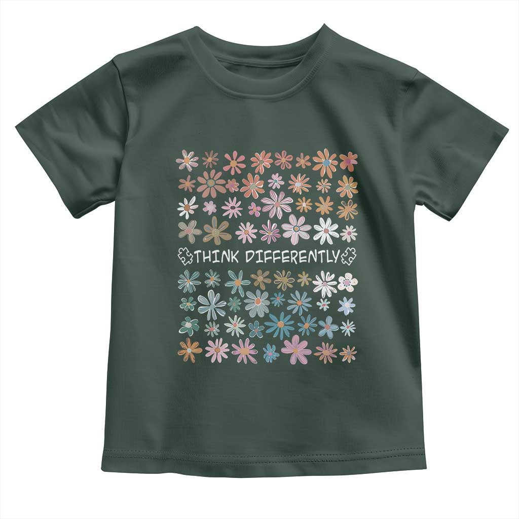 Autism Awareness Toddler T Shirt Think Differently Neurodiversity Sped Teacher TS10 Dark Forest Green Print Your Wear