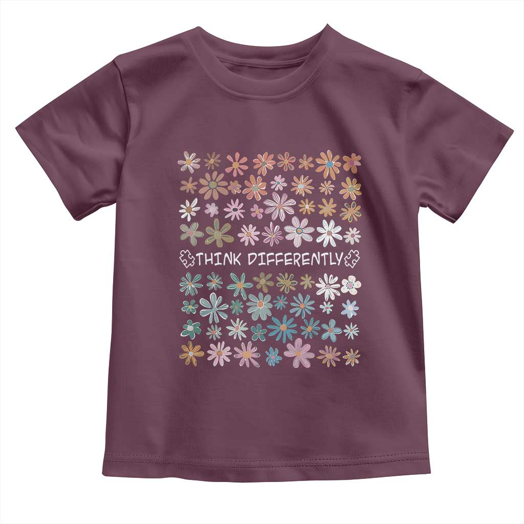 Autism Awareness Toddler T Shirt Think Differently Neurodiversity Sped Teacher TS10 Maroon Print Your Wear