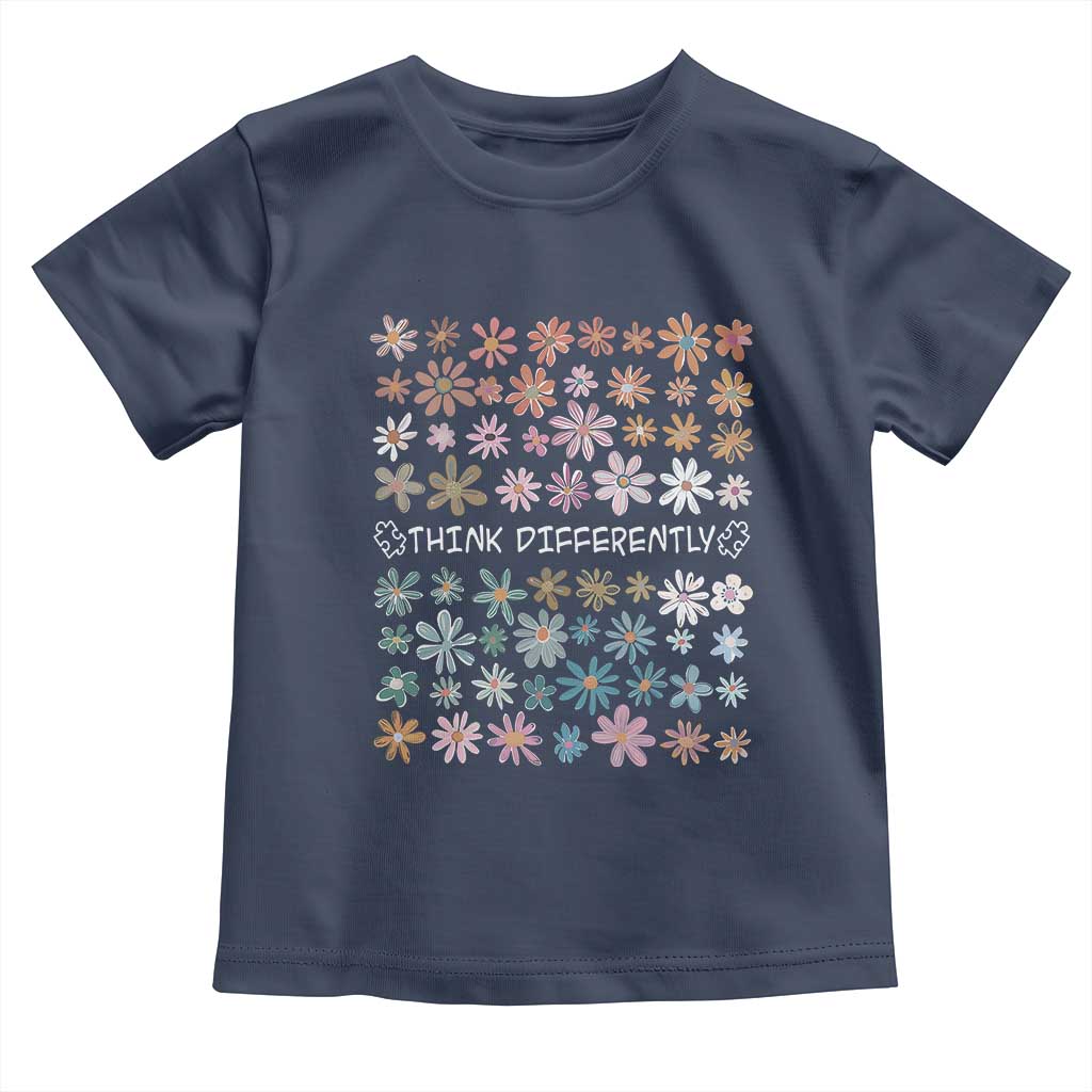 Autism Awareness Toddler T Shirt Think Differently Neurodiversity Sped Teacher TS10 Navy Print Your Wear