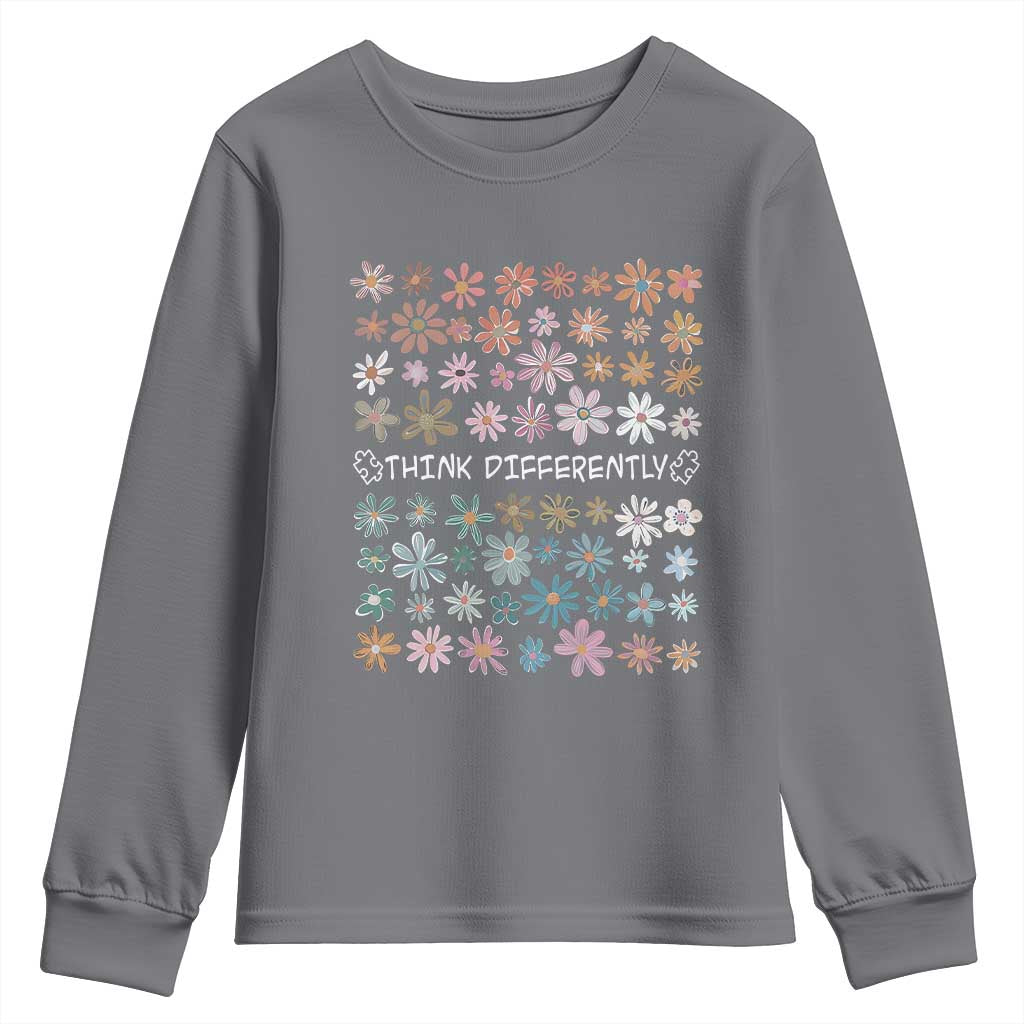 Autism Awareness Youth Sweatshirt Think Differently Neurodiversity Sped Teacher TS10 Charcoal Print Your Wear