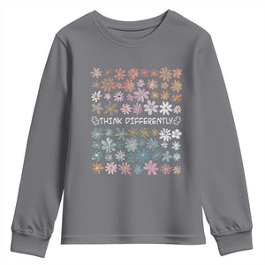 Autism Awareness Youth Sweatshirt Think Differently Neurodiversity Sped Teacher TS10 Charcoal Print Your Wear