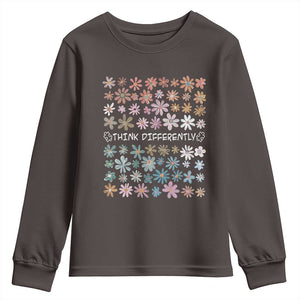 Autism Awareness Youth Sweatshirt Think Differently Neurodiversity Sped Teacher TS10 Dark Chocolate Print Your Wear