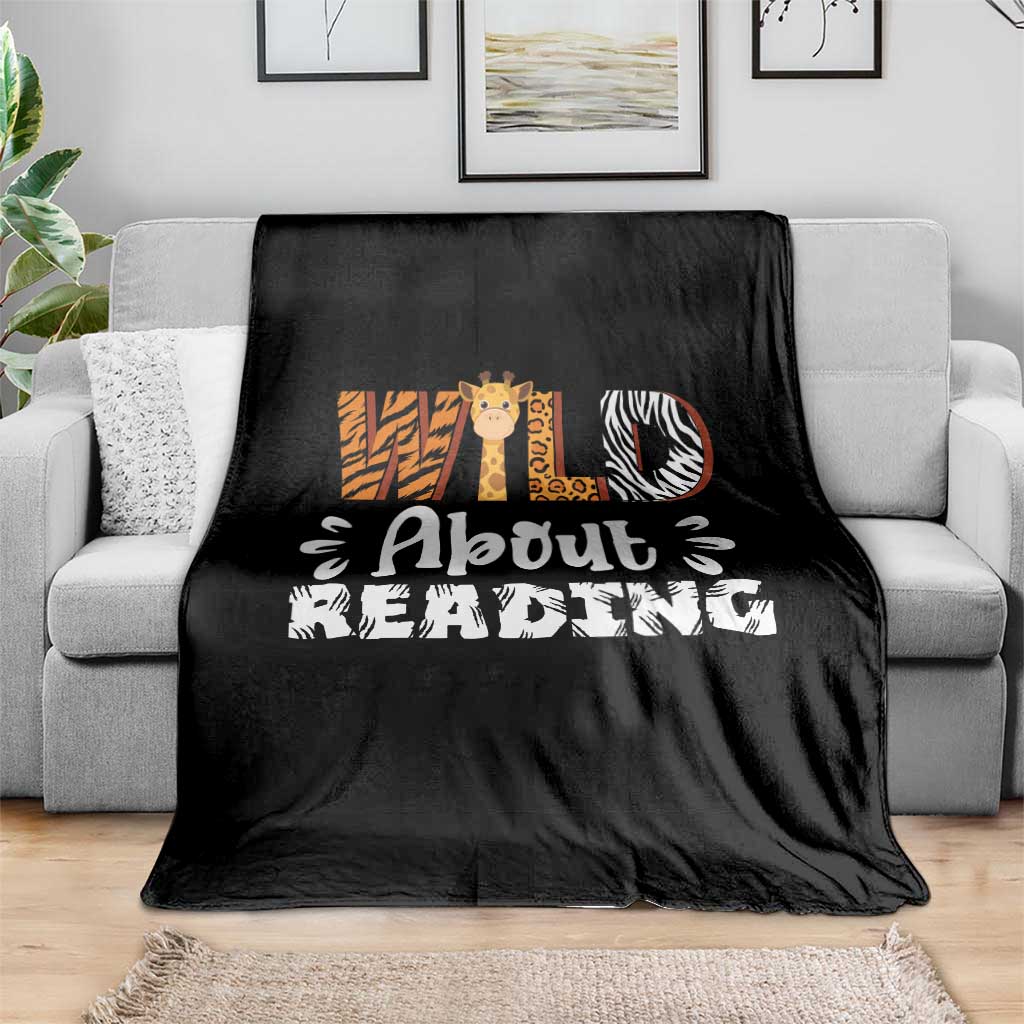 Wild About Reading Throw Blanket Cute Animal Print Reading Lover Kids Teachers TS10 Print Your Wear