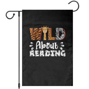Wild About Reading Garden Flag Cute Animal Print Reading Lover Kids Teachers TS10 Black Print Your Wear