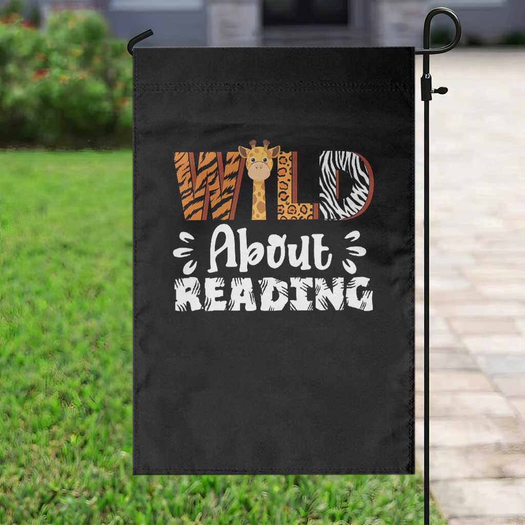 Wild About Reading Garden Flag Cute Animal Print Reading Lover Kids Teachers TS10 Print Your Wear