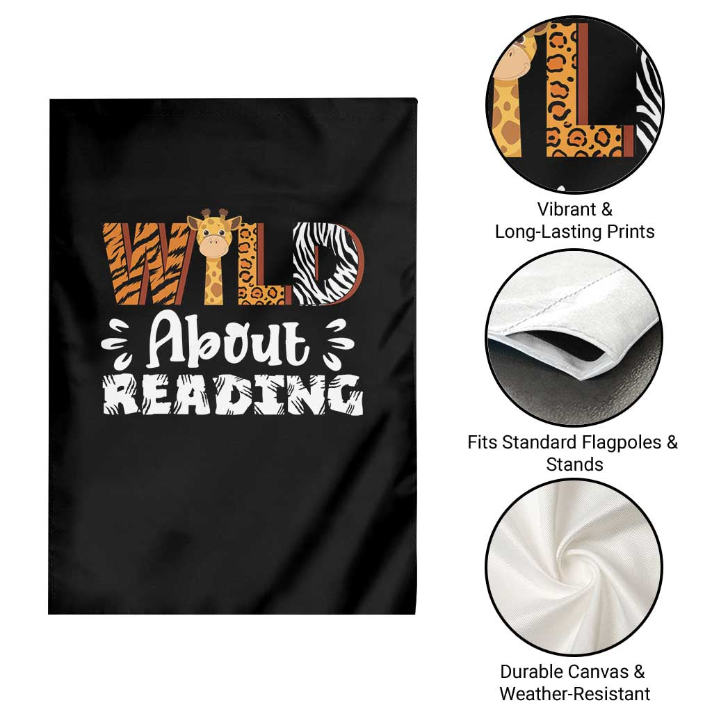 Wild About Reading Garden Flag Cute Animal Print Reading Lover Kids Teachers TS10 Print Your Wear