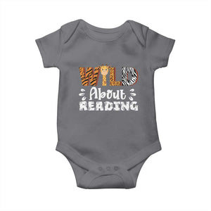 Wild About Reading Baby Onesie Cute Animal Print Reading Lover Kids Teachers TS10 Charcoal Print Your Wear