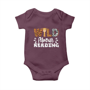 Wild About Reading Baby Onesie Cute Animal Print Reading Lover Kids Teachers TS10 Maroon Print Your Wear