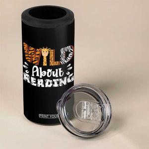 Wild About Reading 4 in 1 Can Cooler Tumbler Cute Animal Print Reading Lover Kids Teachers TS10 Print Your Wear