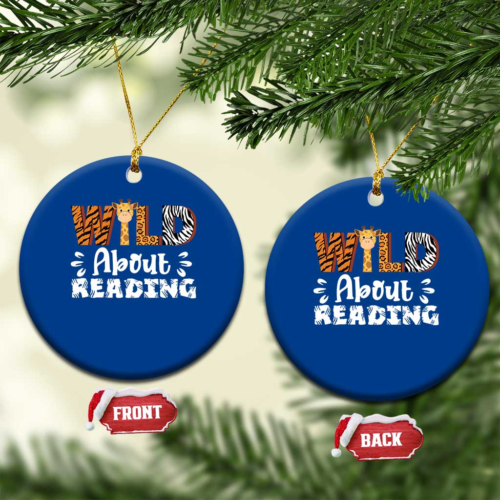 Wild About Reading Ceramic Ornament Cute Animal Print Reading Lover Kids Teachers TS10 1pc Blue Print Your Wear